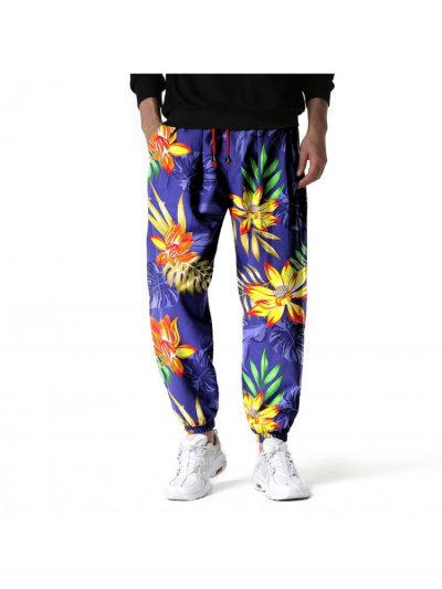 Casual Fashion Floral Printing Pockets Long Yoga Pant