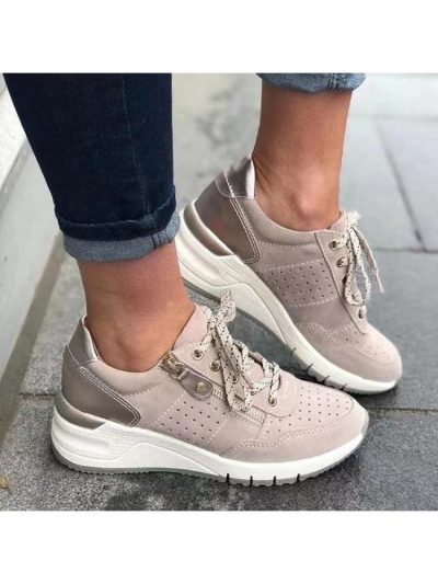 Casual Sports Lace Up Evelet Women's Wedge Shoes