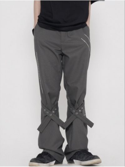 Simple Design Cross Loose Solid Color Casual Pants