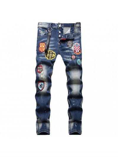 Fashion Embroidery Ripped Straight Leg Jeans For Men