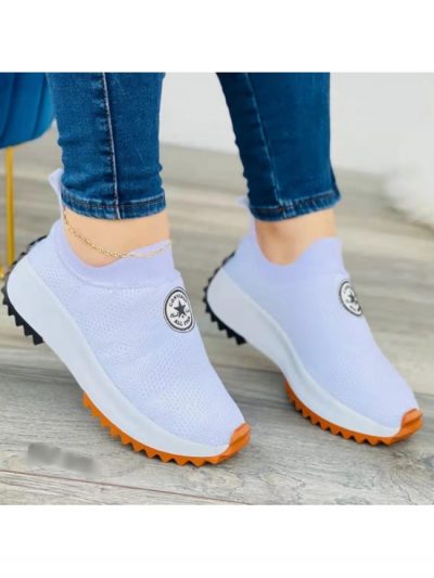 Casual Wedge Pure Color Canvas Sneaker For Women