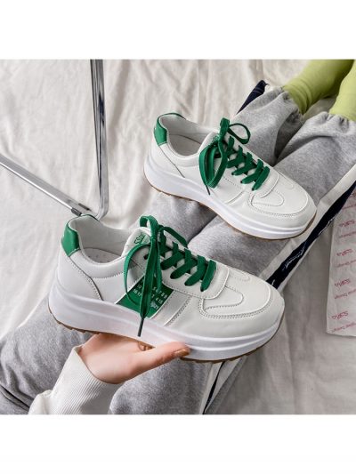 Outdoor Contrast Color Lace Up Running Shoes