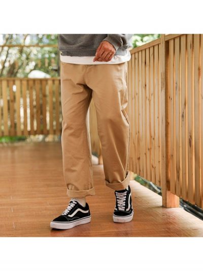 Loose Solid Straight-Leg Pants For Men