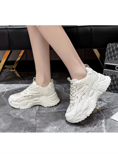 Casual Round Toe Wedge Lace Up Running Shoes