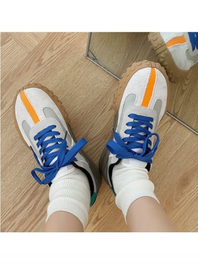 Casual Sports Contrast Color Lace Up Women Sneakers